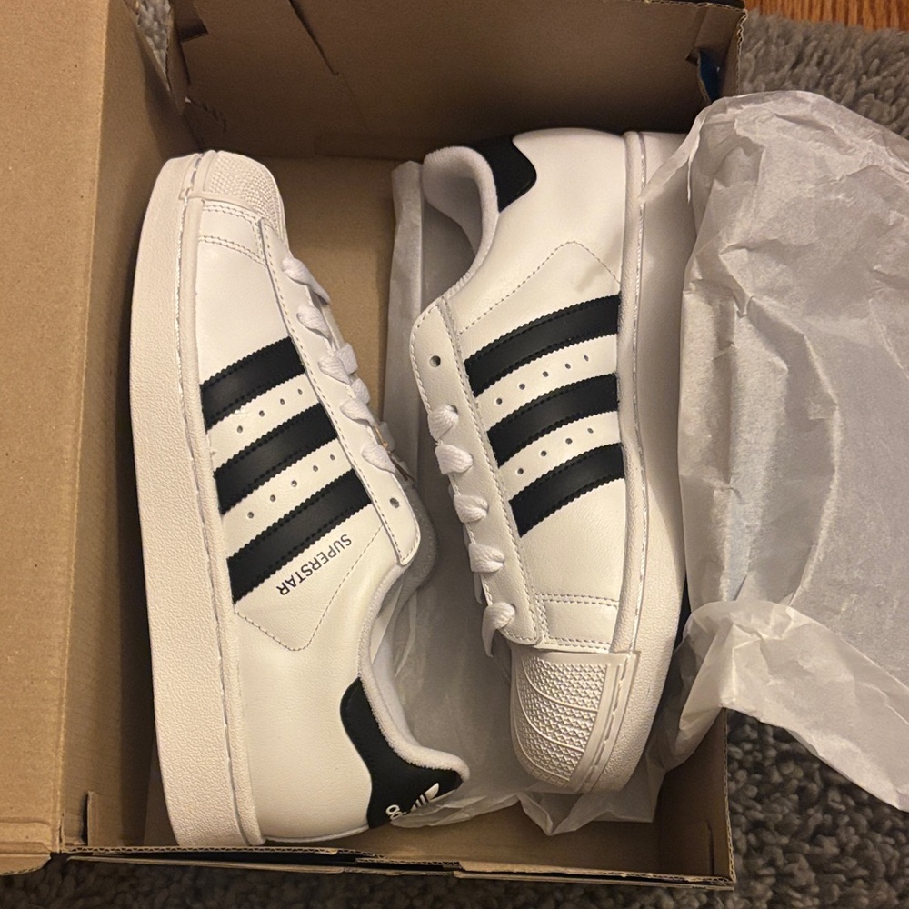 Adidas Superstar White with Black Stripes